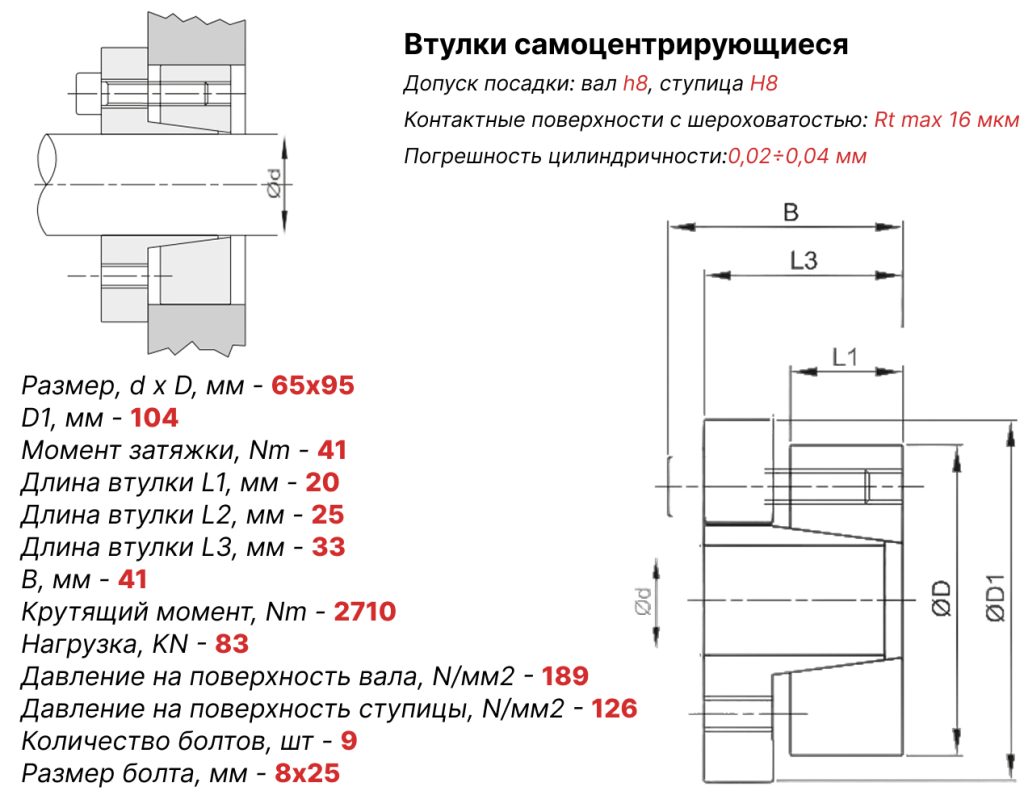 Чертеж втулка зажимная ВК16 65х95